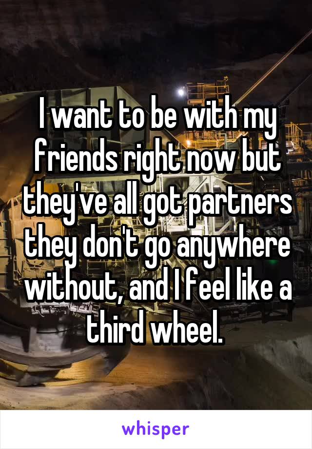 I want to be with my friends right now but they've all got partners they don't go anywhere without, and I feel like a third wheel. 