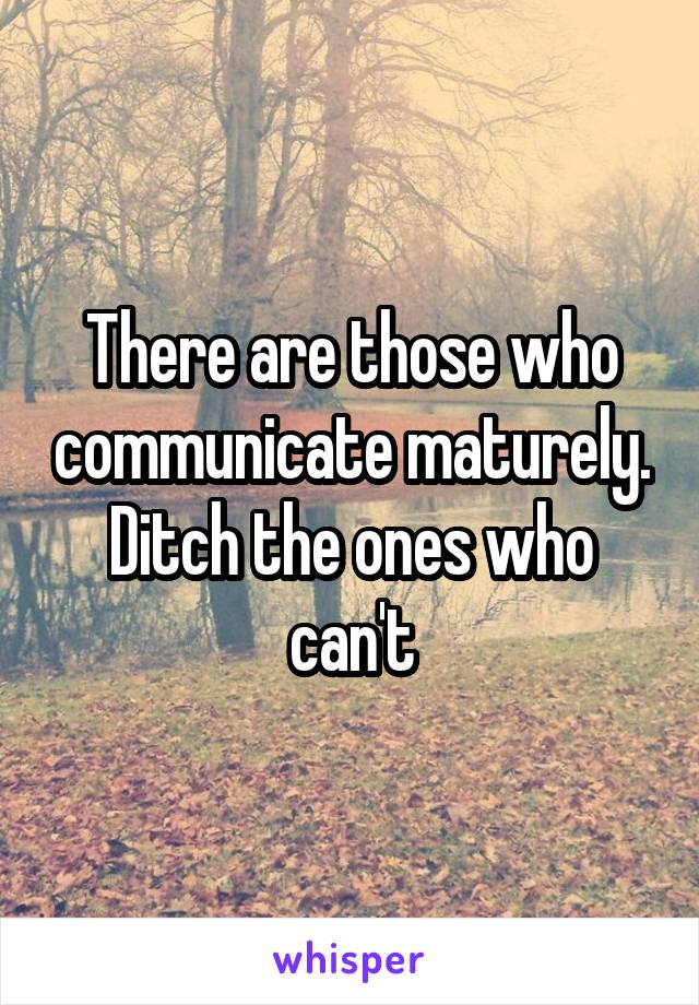 There are those who communicate maturely. Ditch the ones who can't