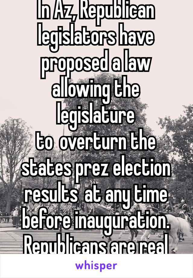 In Az, Republican legislators have proposed a law allowing the legislature to overturn the states prez election results at any time before inauguration. Republicans are real life fascists