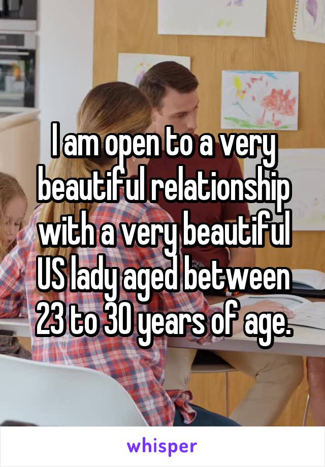 I am open to a very beautiful relationship with a very beautiful US lady aged between 23 to 30 years of age.