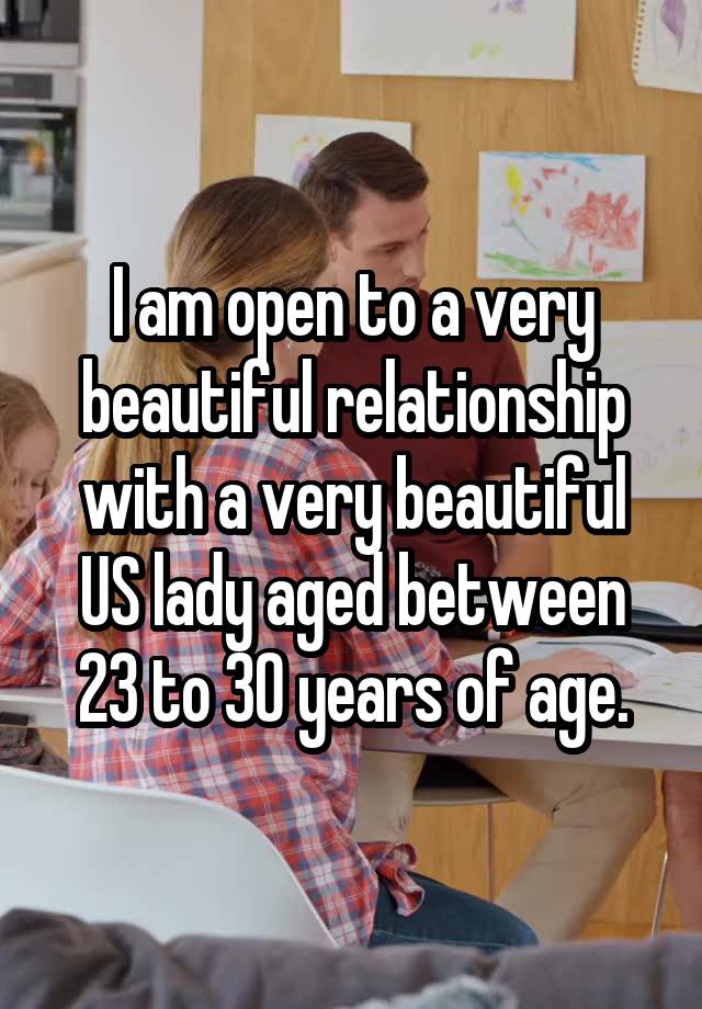 I am open to a very beautiful relationship with a very beautiful US lady aged between 23 to 30 years of age.