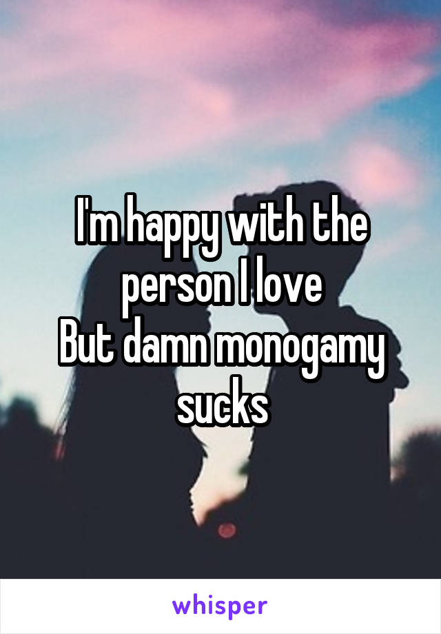 I'm happy with the person I love
But damn monogamy sucks