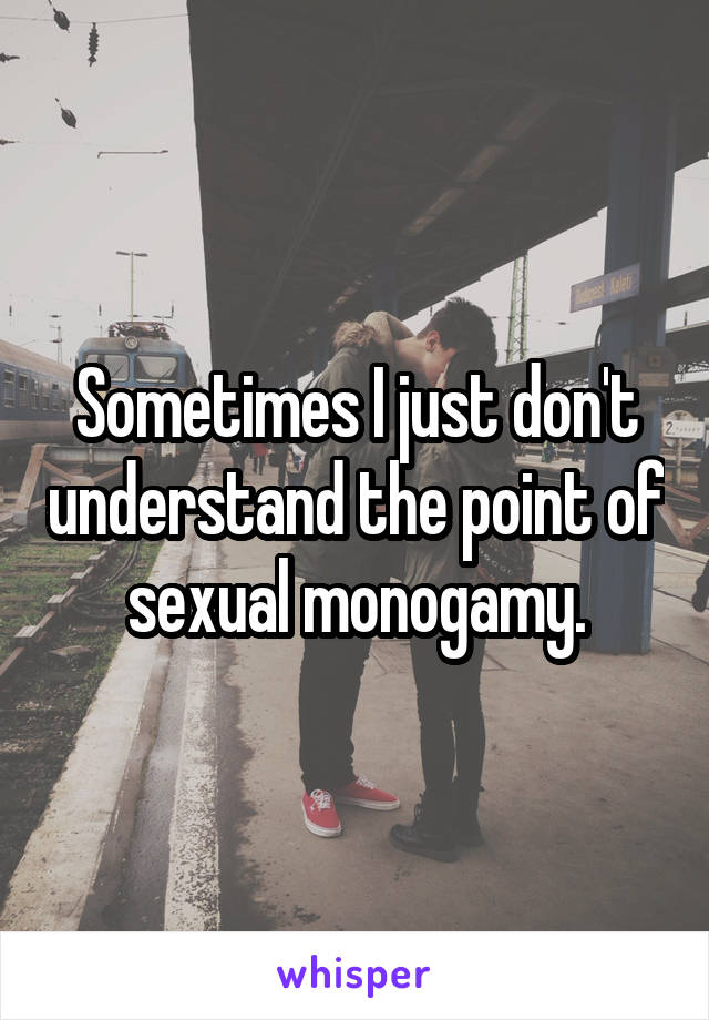 Sometimes I just don't understand the point of sexual monogamy.