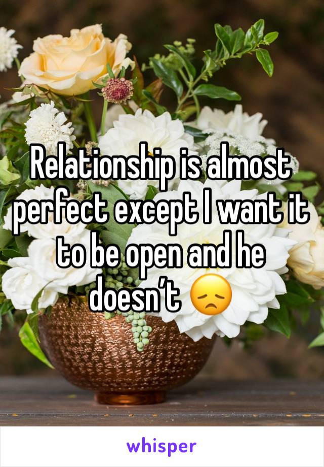 Relationship is almost perfect except I want it to be open and he doesn’t 😞