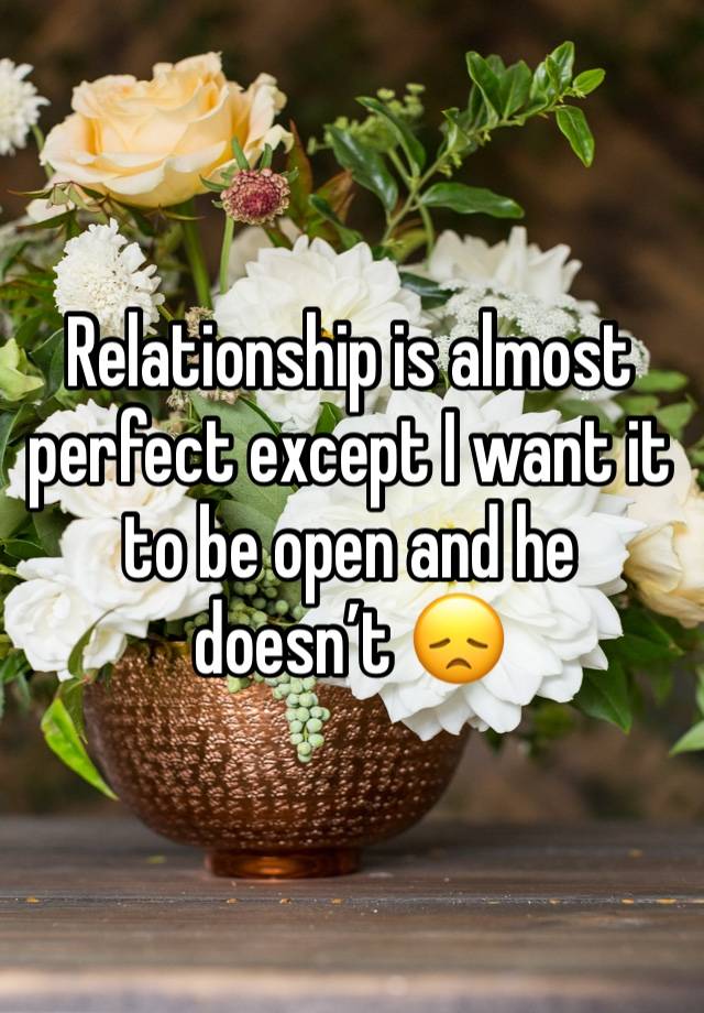 Relationship is almost perfect except I want it to be open and he doesn’t 😞