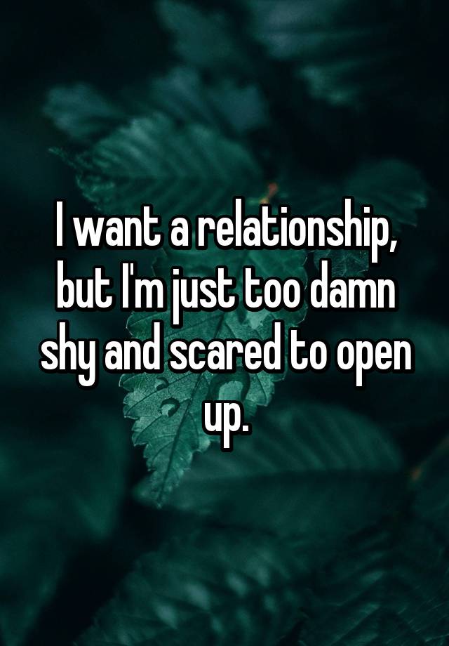 I want a relationship, but I'm just too damn shy and scared to open up.