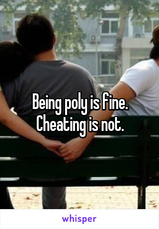 Being poly is fine. Cheating is not.