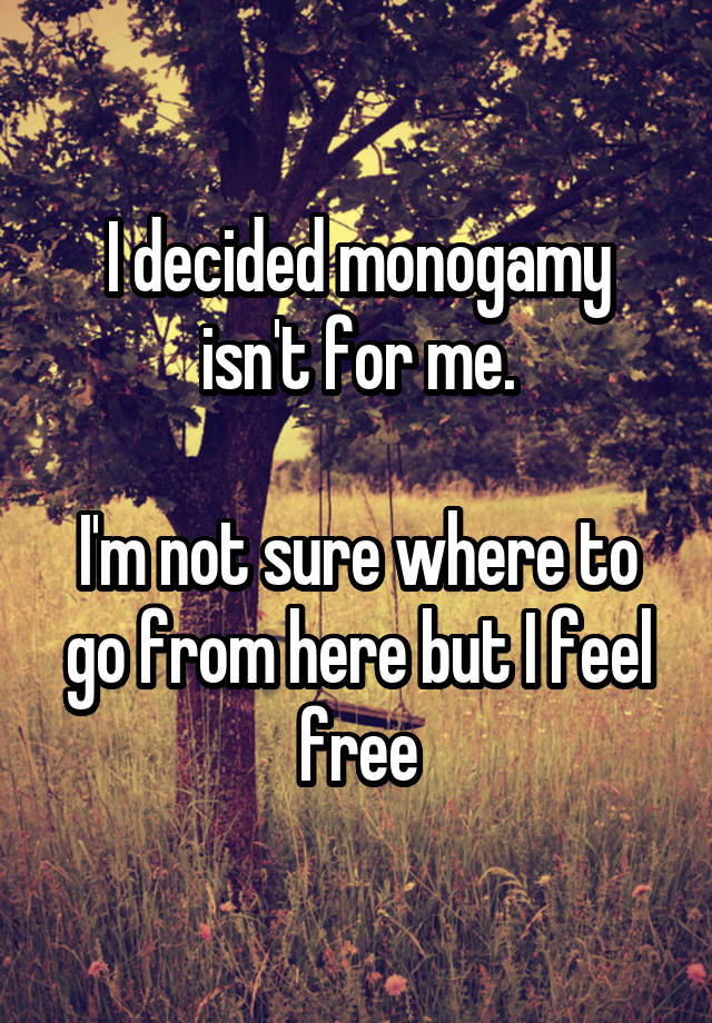 I decided monogamy isn't for me.

I'm not sure where to go from here but I feel free