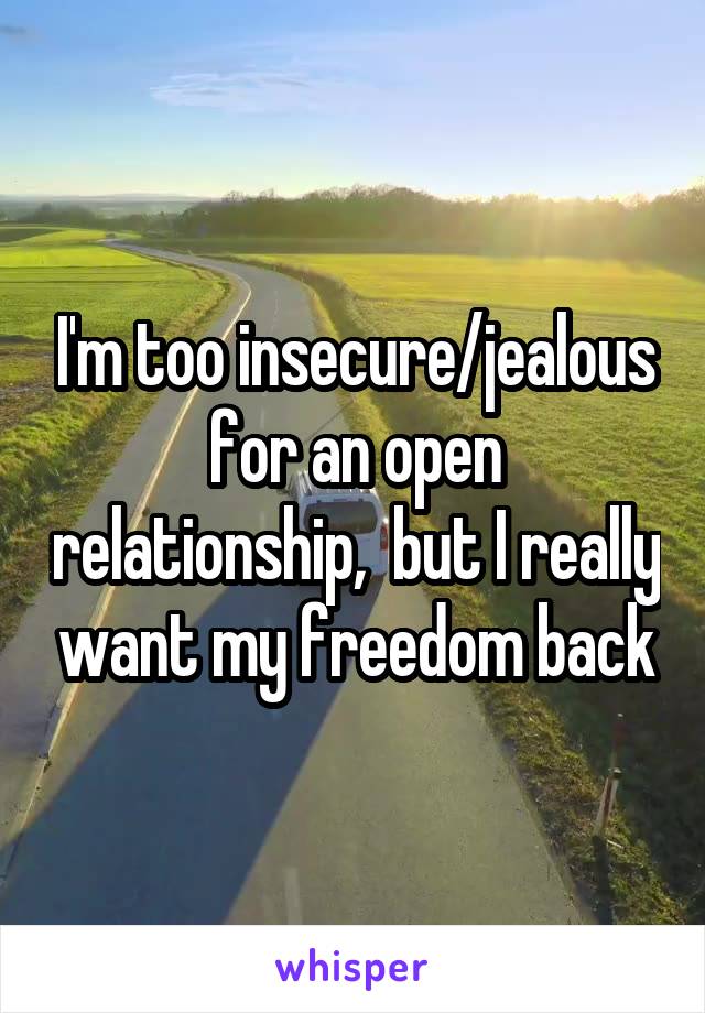 I'm too insecure/jealous for an open relationship,  but I really want my freedom back