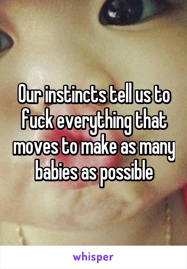 Our instincts tell us to fuck everything that moves to make as many babies as possible