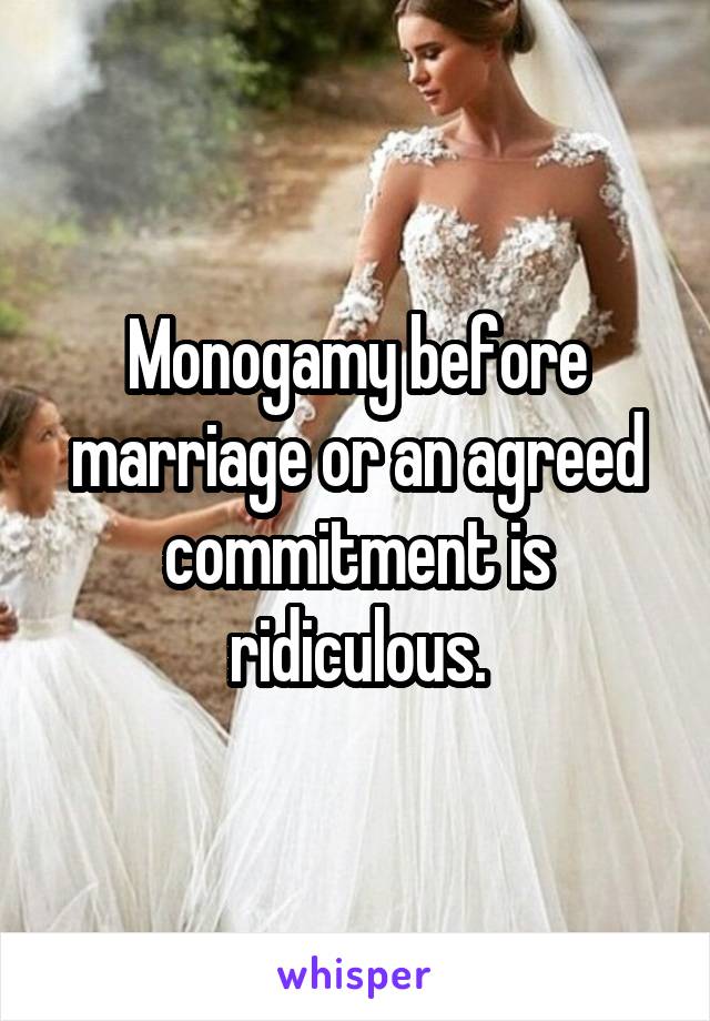 Monogamy before marriage or an agreed commitment is ridiculous.