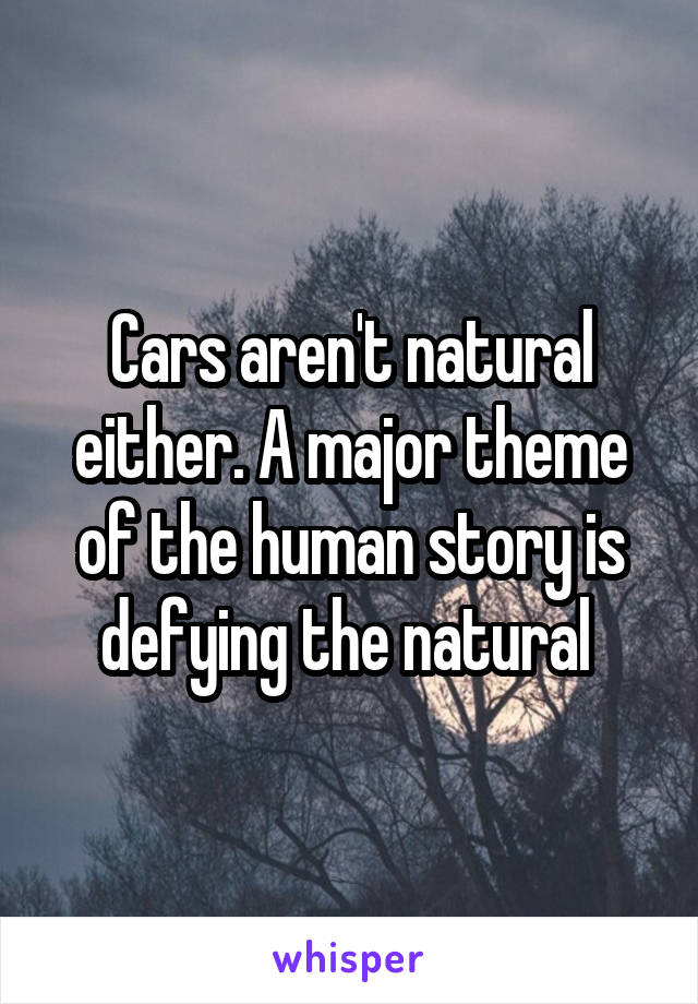 Cars aren't natural either. A major theme of the human story is defying the natural 