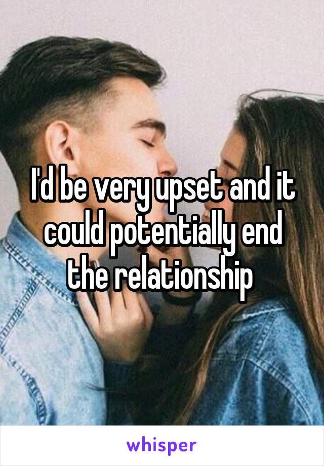 I'd be very upset and it could potentially end the relationship 