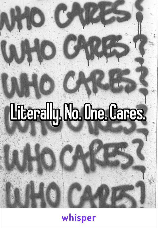 Literally. No. One. Cares. 