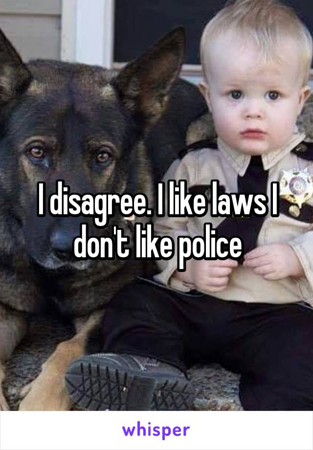 I disagree. I like laws I don't like police