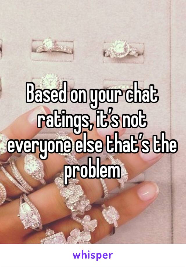 Based on your chat ratings, it’s not everyone else that’s the problem