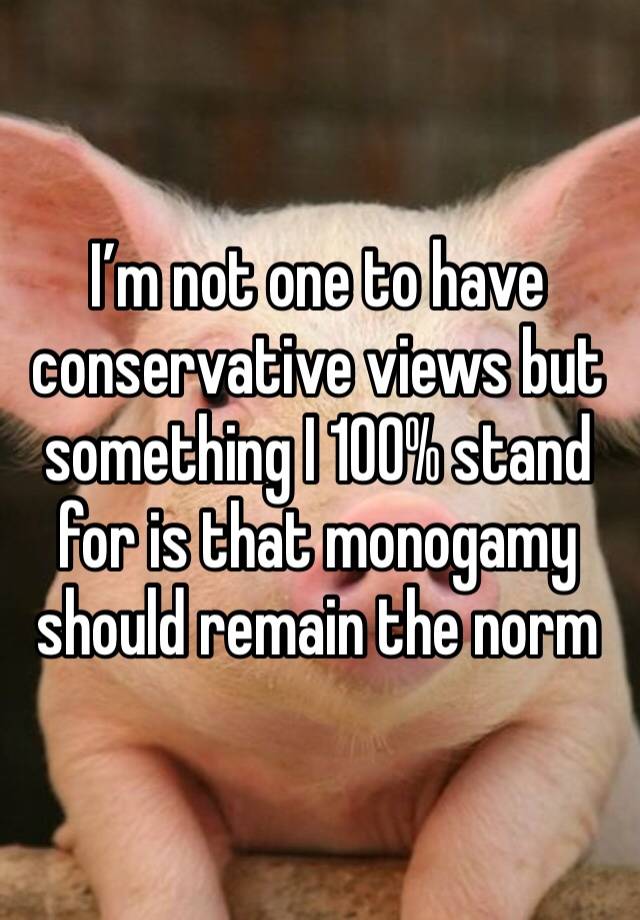 I’m not one to have conservative views but something I 100% stand for is that monogamy should remain the norm