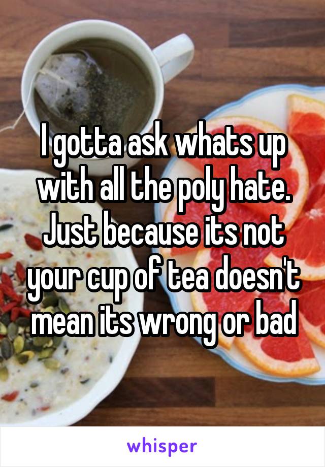 I gotta ask whats up with all the poly hate. Just because its not your cup of tea doesn't mean its wrong or bad