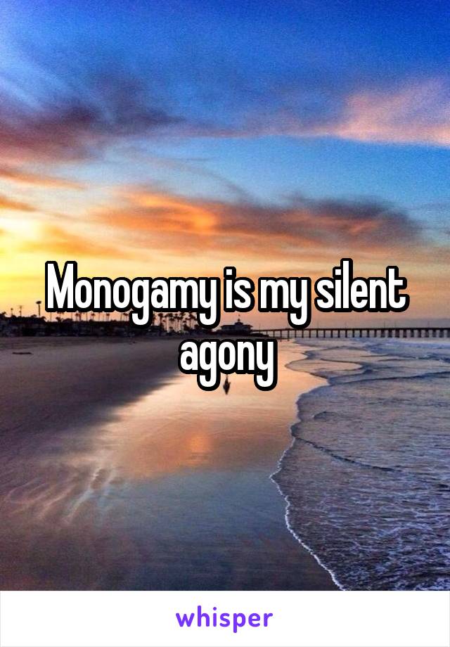 Monogamy is my silent agony