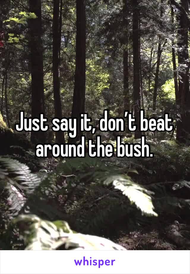 Just say it, don’t beat around the bush. 