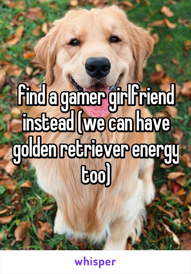 find a gamer girlfriend instead (we can have golden retriever energy too)