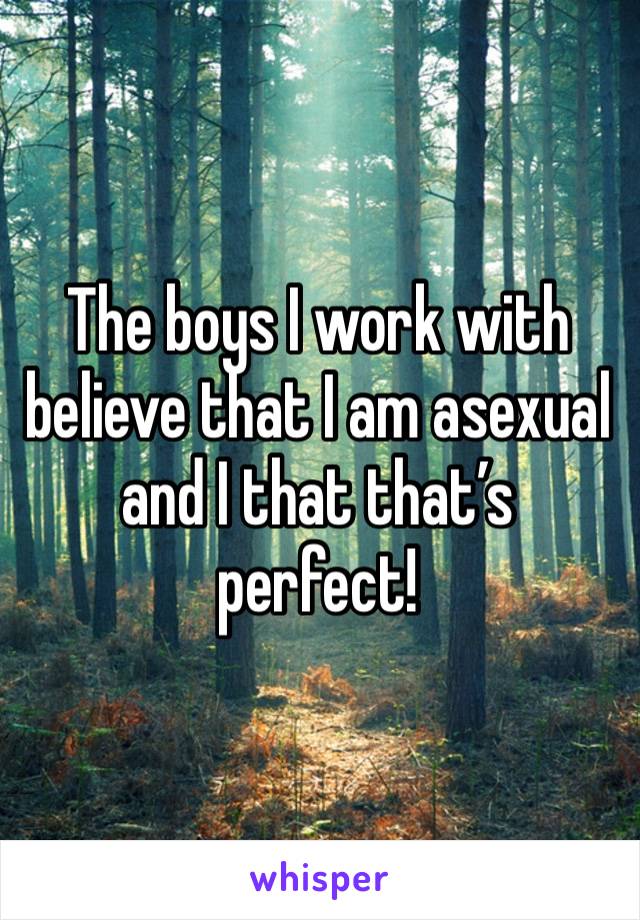 The boys I work with believe that I am asexual and I that that’s perfect!