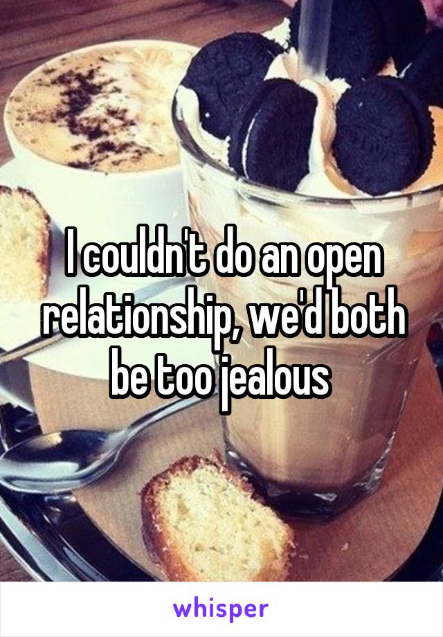 I couldn't do an open relationship, we'd both be too jealous 