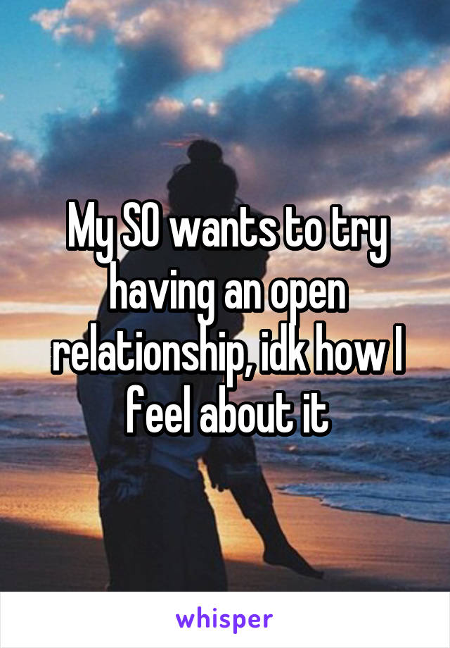 My SO wants to try having an open relationship, idk how I feel about it