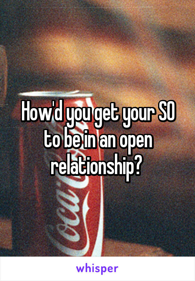 How'd you get your SO to be in an open relationship? 