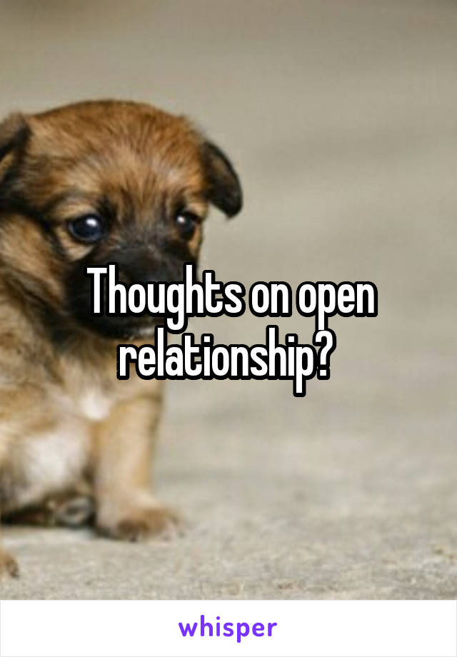 Thoughts on open relationship? 