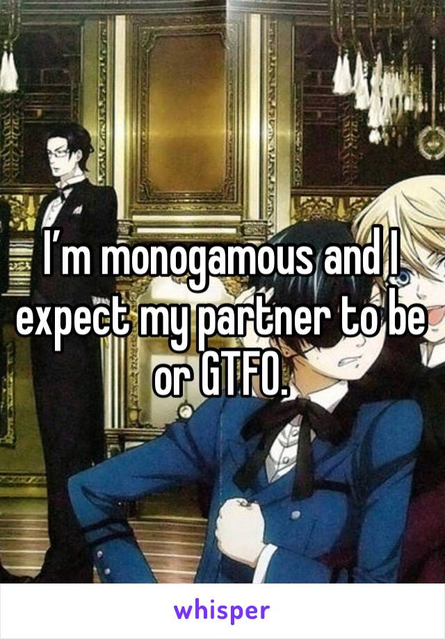 I’m monogamous and I expect my partner to be or GTFO. 