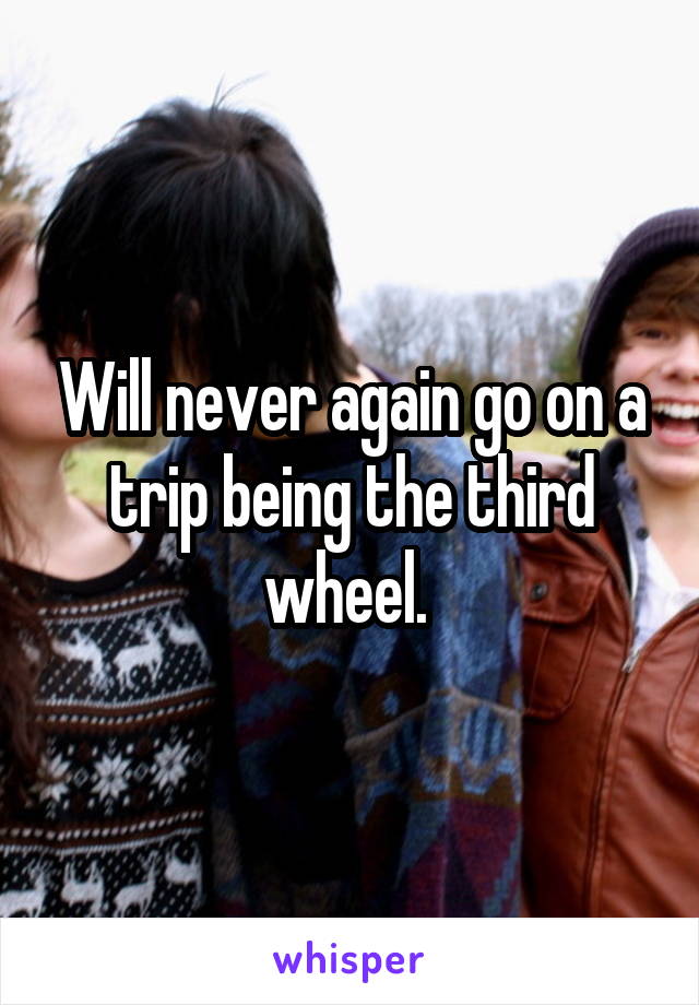 Will never again go on a trip being the third wheel. 