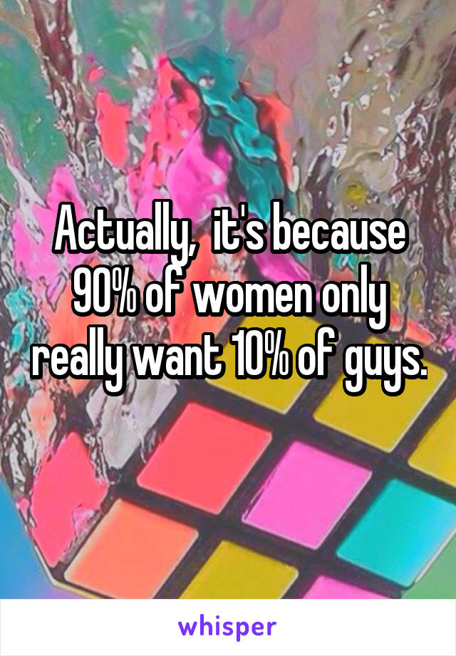 Actually,  it's because 90% of women only really want 10% of guys. 