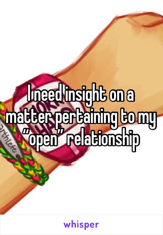 I need insight on a matter pertaining to my “open” relationship 