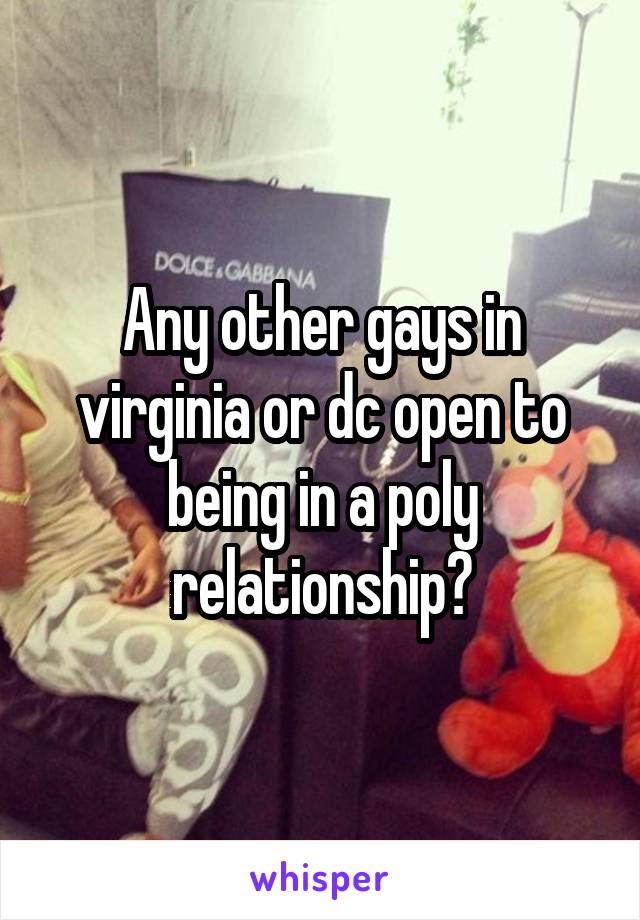 Any other gays in virginia or dc open to being in a poly relationship?