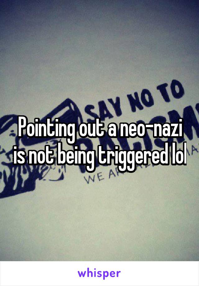 Pointing out a neo-nazi is not being triggered lol