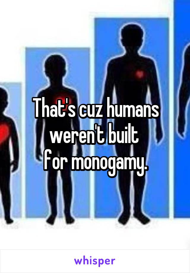 That's cuz humans weren't built 
for monogamy.