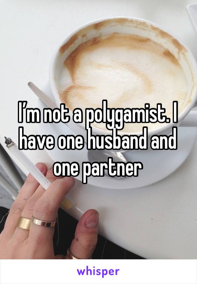 I’m not a polygamist. I have one husband and one partner