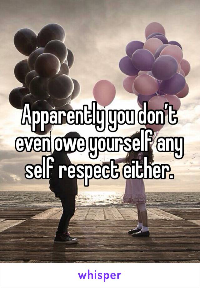 Apparently you don’t even owe yourself any self respect either.