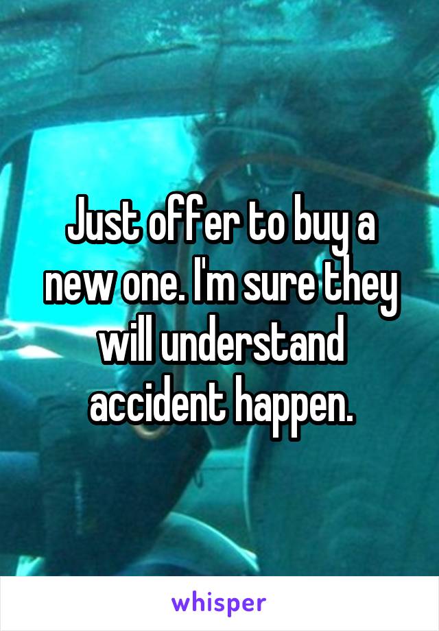 Just offer to buy a new one. I'm sure they will understand accident happen.