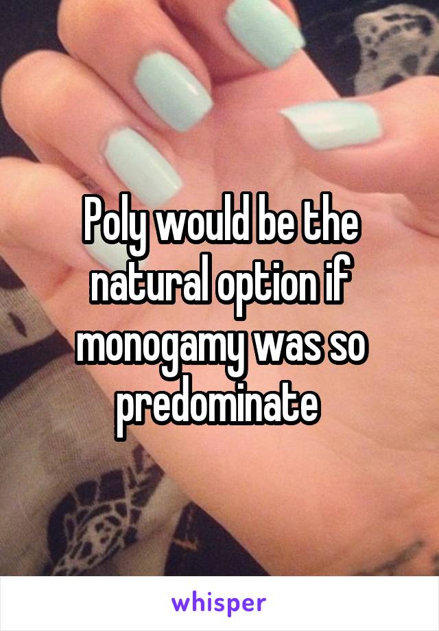 Poly would be the natural option if monogamy was so predominate 