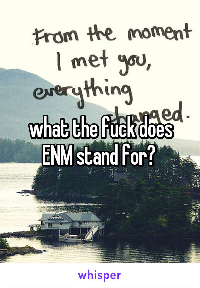 what the fuck does ENM stand for? 