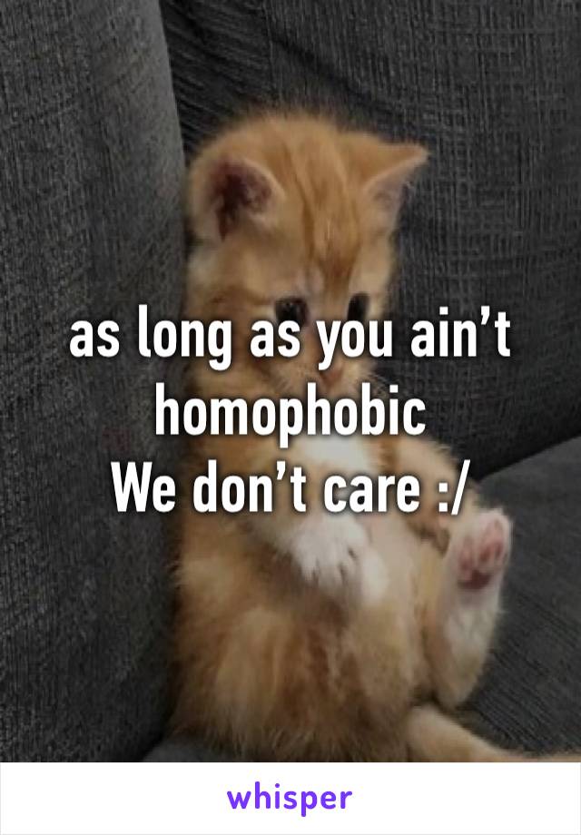 as long as you ain’t homophobic 
We don’t care :/ 