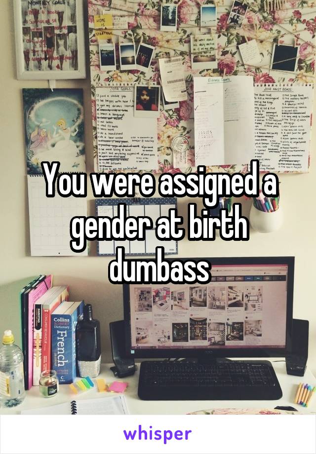 You were assigned a gender at birth dumbass