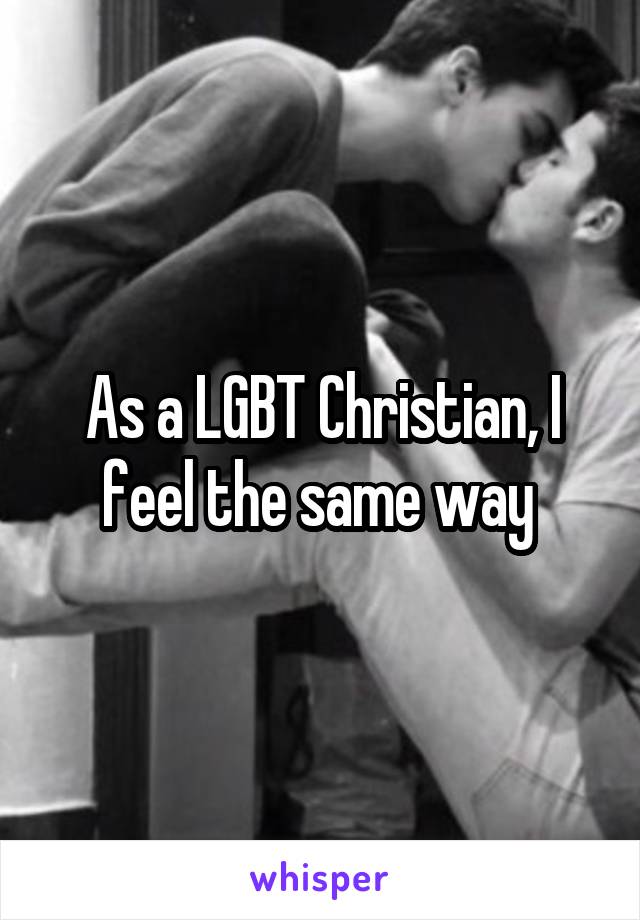 As a LGBT Christian, I feel the same way 