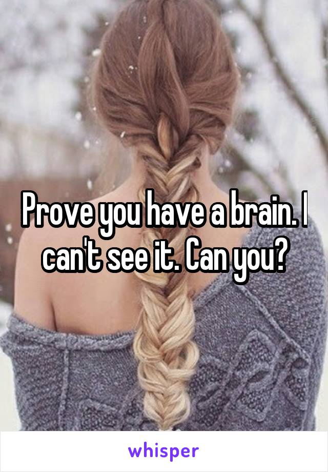 Prove you have a brain. I can't see it. Can you?