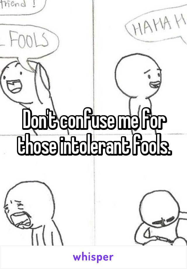 Don't confuse me for those intolerant fools.