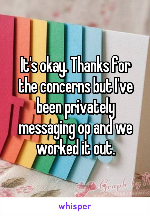 It's okay. Thanks for the concerns but I've been privately messaging op and we worked it out.