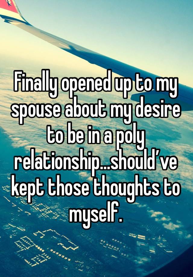 Finally opened up to my spouse about my desire to be in a poly relationship…should’ve kept those thoughts to myself.