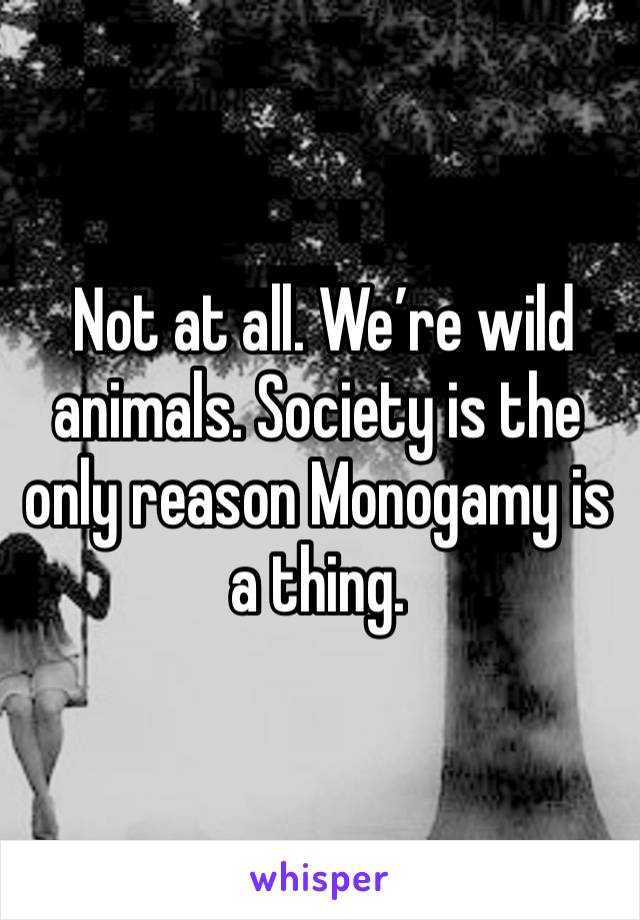  Not at all. We’re wild animals. Society is the only reason Monogamy is a thing.